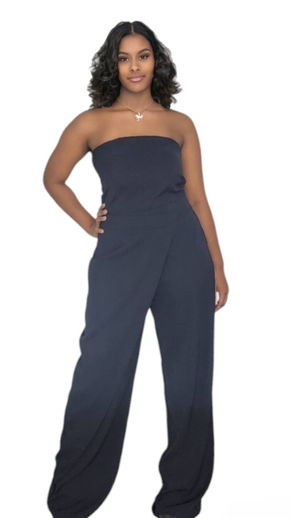 Navy Strapless Jumpsuit