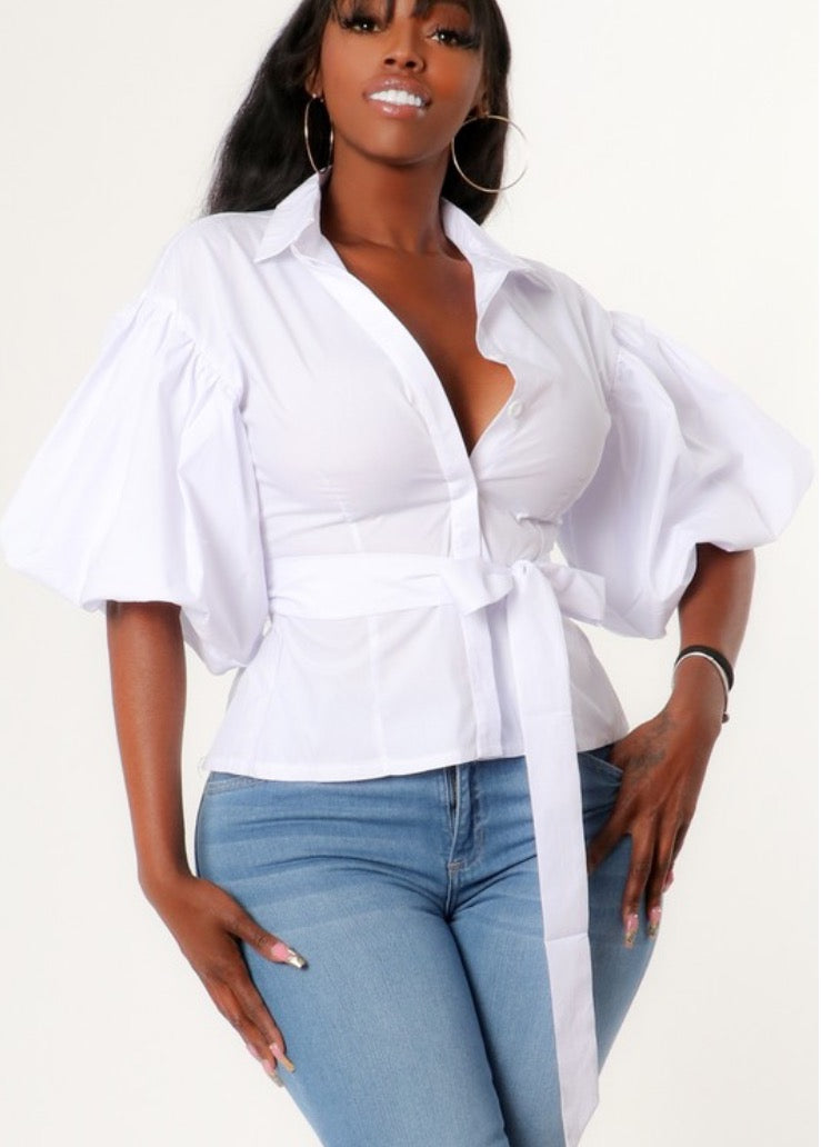 Kimono Short Sleeve White Blouse
