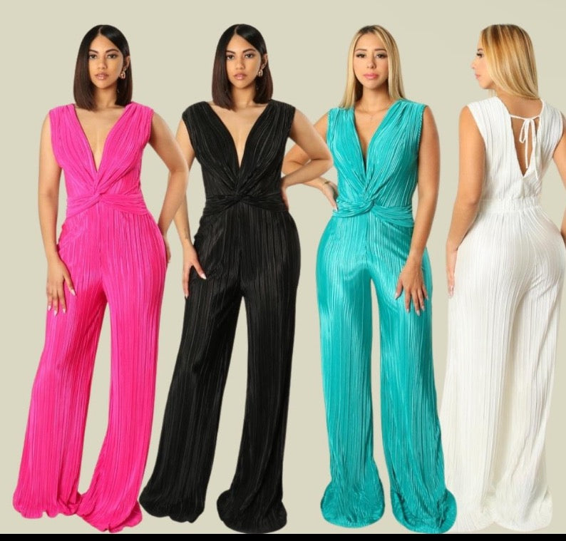 Sleeveless Pleated Jumpsuit