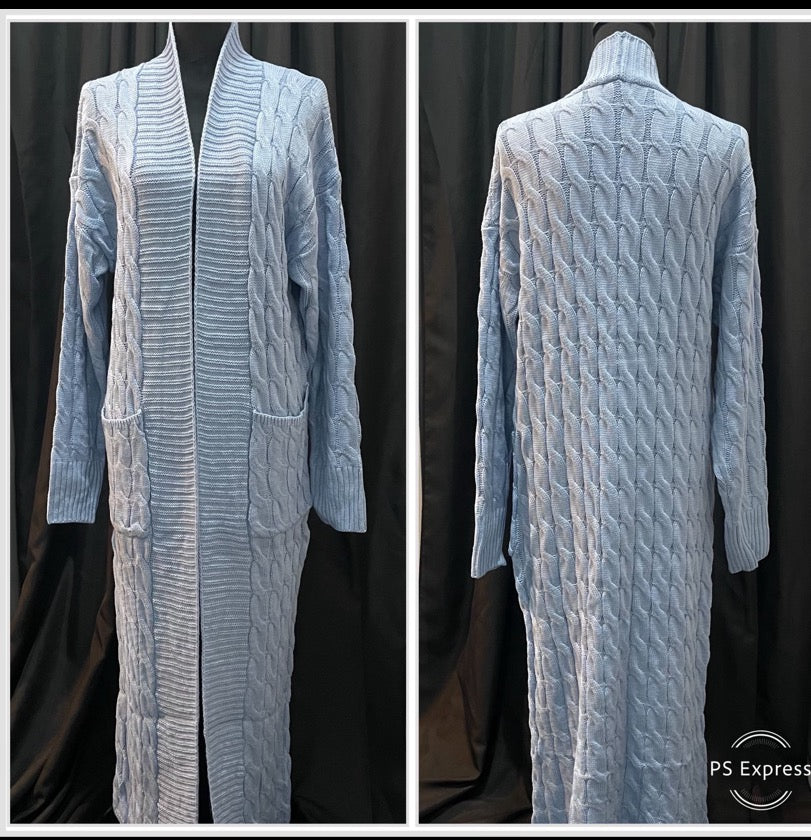 Pale Blue Long Cardigan
