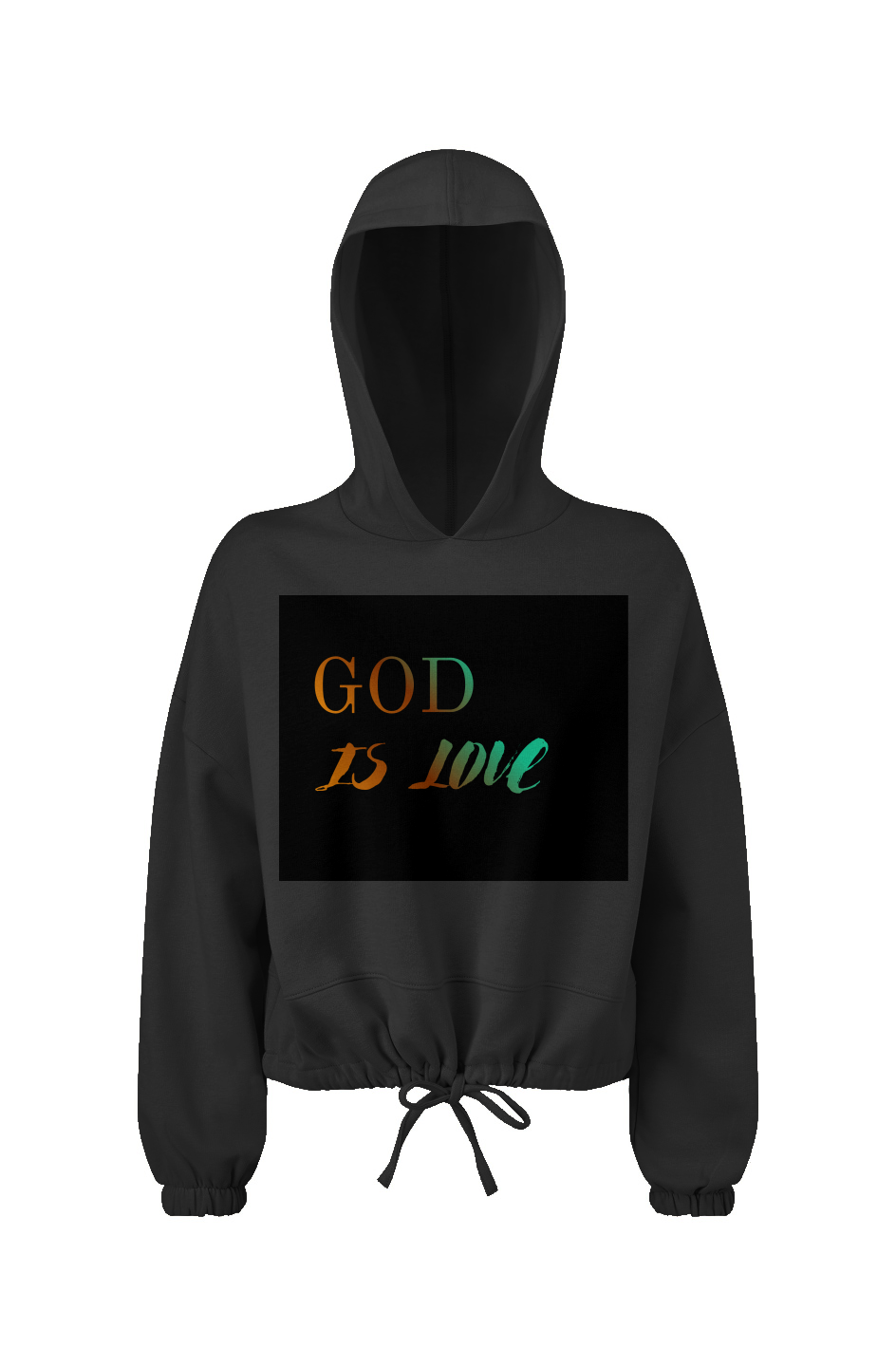 Ladies' Cropped Oversize Hooded Sweatshirt - GOD IS LOVE 