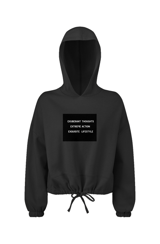 Exuberant Thoughts - Ladies' Cropped Oversize Hooded Sweatshirt