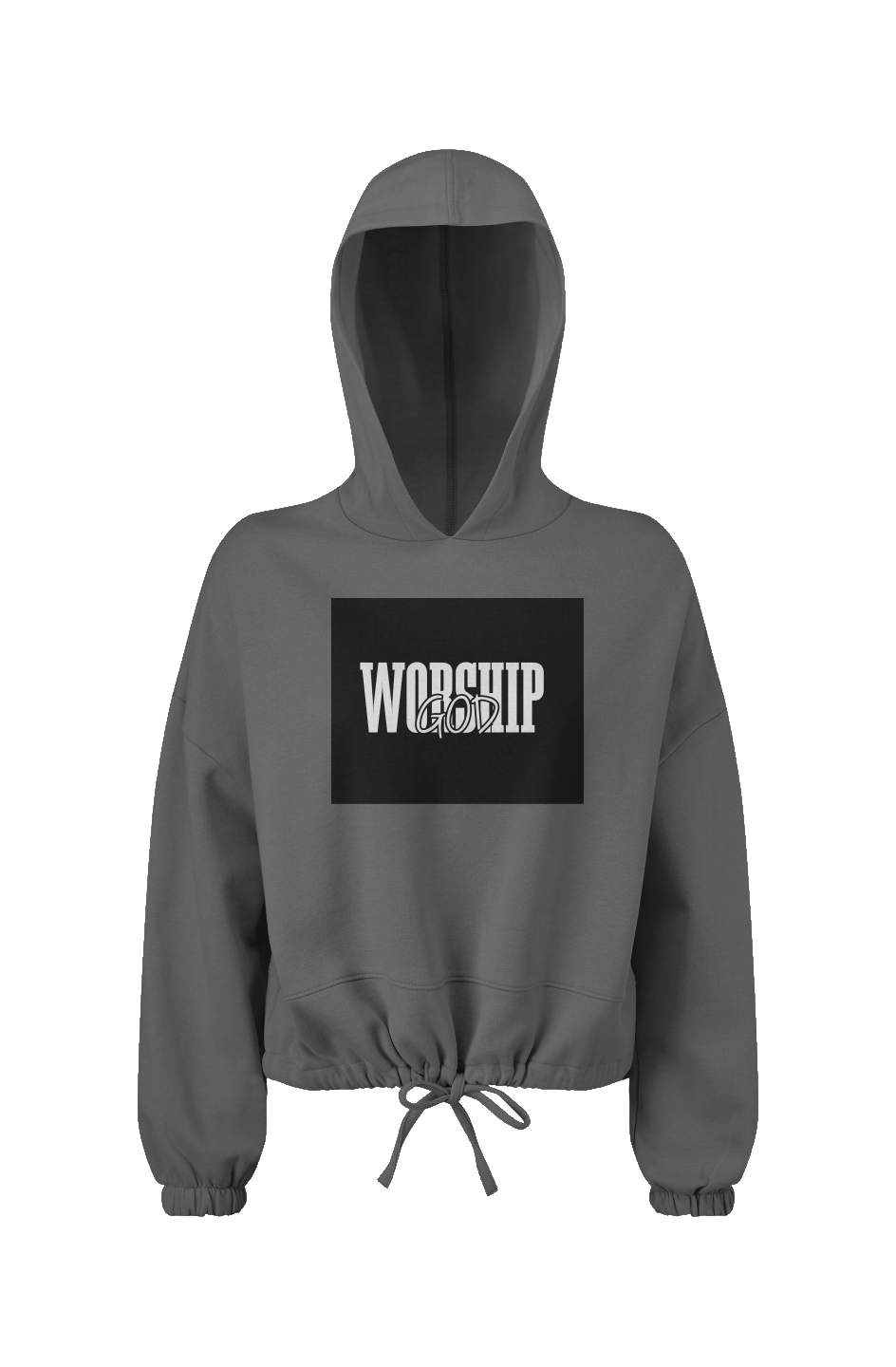 Worship GOD Ladies' Cropped Oversize Hooded Sweatshirt