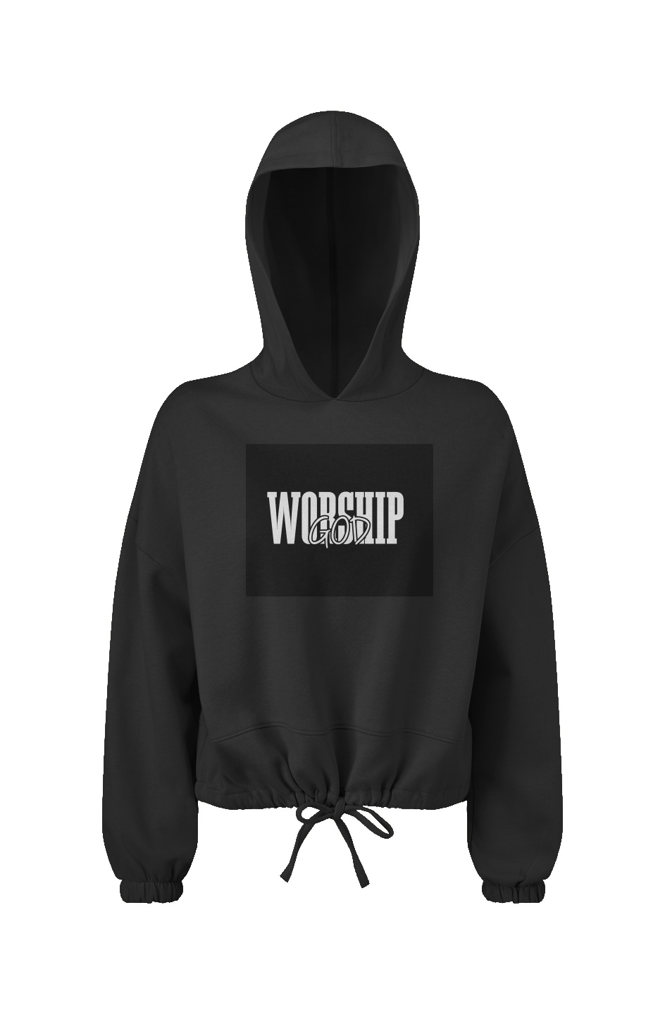 Worship GOD Ladies' Cropped Oversize Hooded Sweatshirt