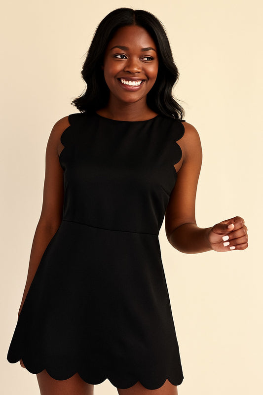 Black - Scalloped Dress