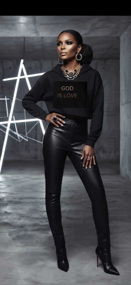 hip height hoodie - GOD IS LOVE - Black