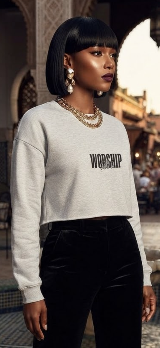 Lightweight Cropped Crew - PRAISE GOD Hoodie - Col