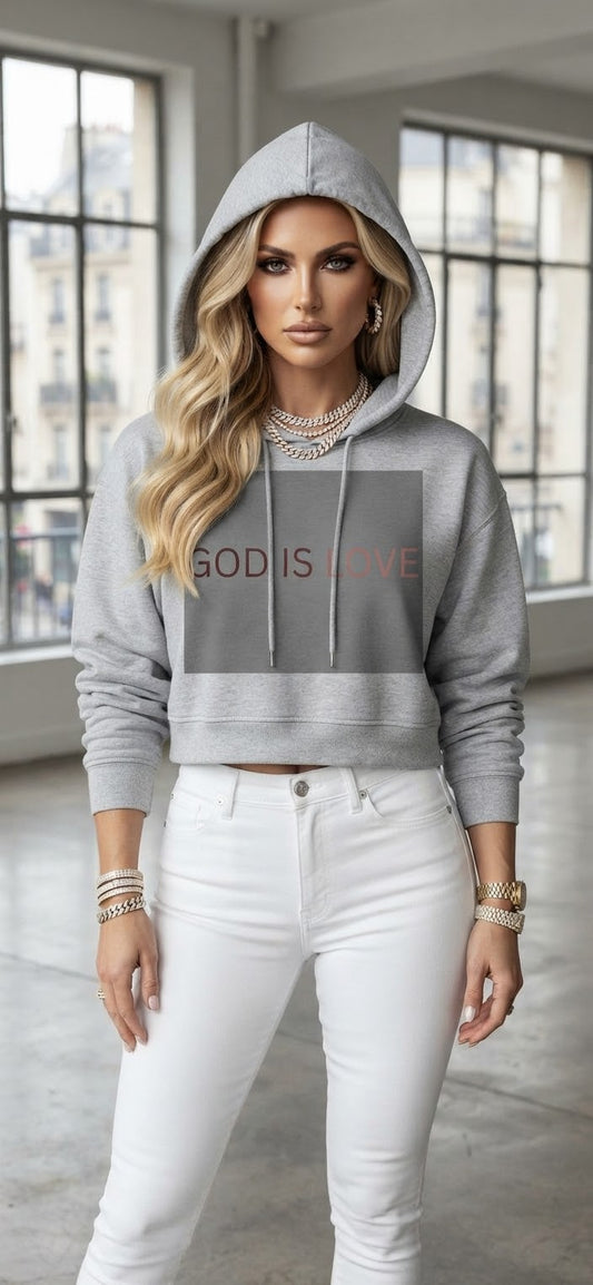 WO'S CROP HOOD - GOD IS LOVE - Grey