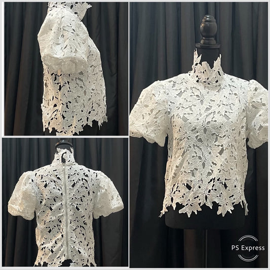 Floral Lace Short Sleeved Blouse